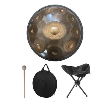 Lighteme Handmade Hammering High-end 22 Inches 10 Tones Nitride Steel Handpan Drum, Kurd / Celtic Scale D Minor, Available in 432 Hz and 440 Hz