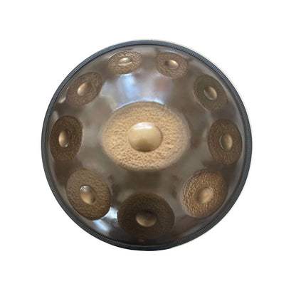 Lighteme - Tambor manual de acero de nitruro de alta gama de 22 pulgadas, 10 tonos, martilleo hecho a mano, escala kurda/celta en re menor, disponible en 432 Hz y 440 Hz