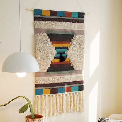 Lighteme Hand Woven Geometric Pattern Tassel Wall Hanging