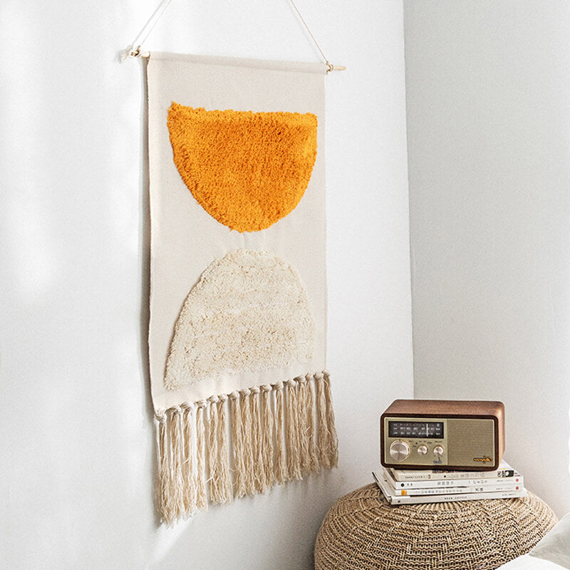 Lighteme Hand Woven Geometric Pattern Tassel Wall Hanging