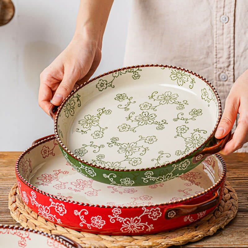 Lighteme Handbemalte Kirschblüten-Keramik-Backform