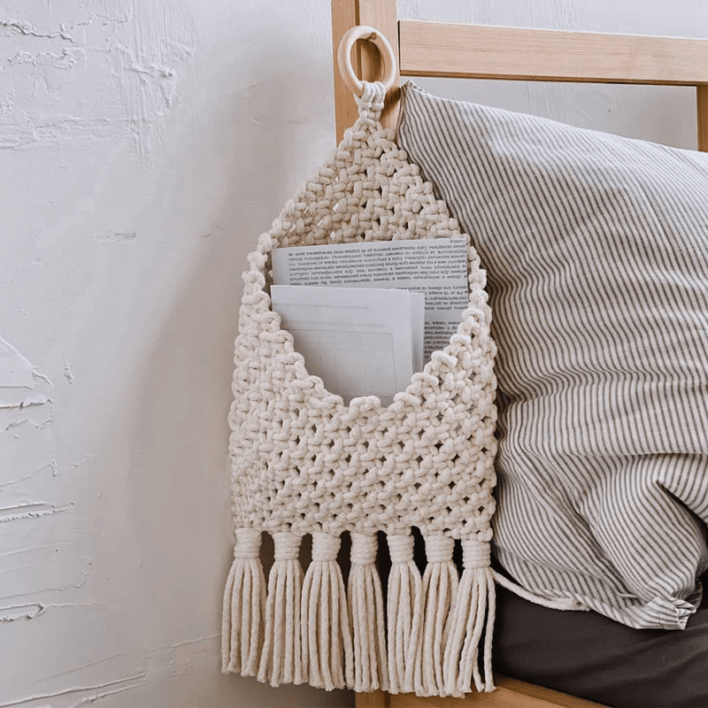 Lighteme Handwoven Tassel Storage Bag Wall Hanging