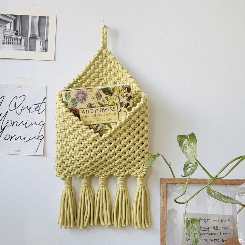 Lighteme Handwoven Tassel Storage Bag Wall Hanging