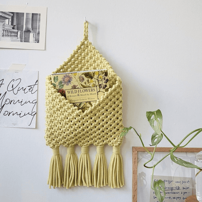 Lighteme Handwoven Tassel Storage Bag Wall Hanging