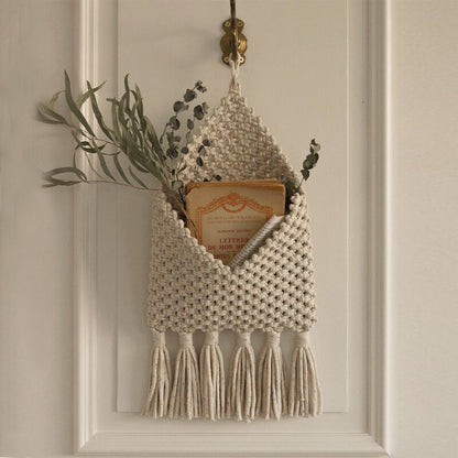 Lighteme Handwoven Tassel Storage Bag Wall Hanging