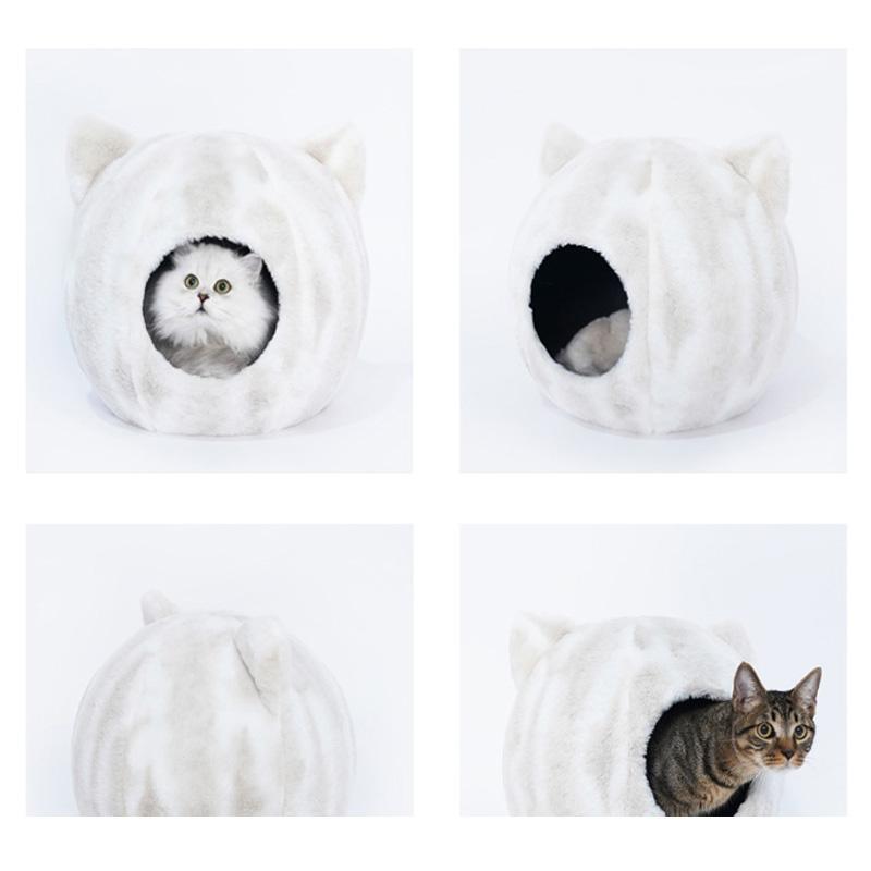 Lighteme Katzenhaus in Kopfform für den Winter: Gemütliches Katzennest