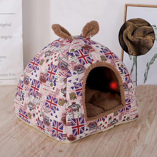 Lit pour chien Lighteme Hot Fleece Soft Yurt avec tapis (2 couleurs et 3 tailles)