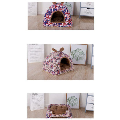 Lit pour chien Lighteme Hot Fleece Soft Yurt avec tapis (2 couleurs et 3 tailles)