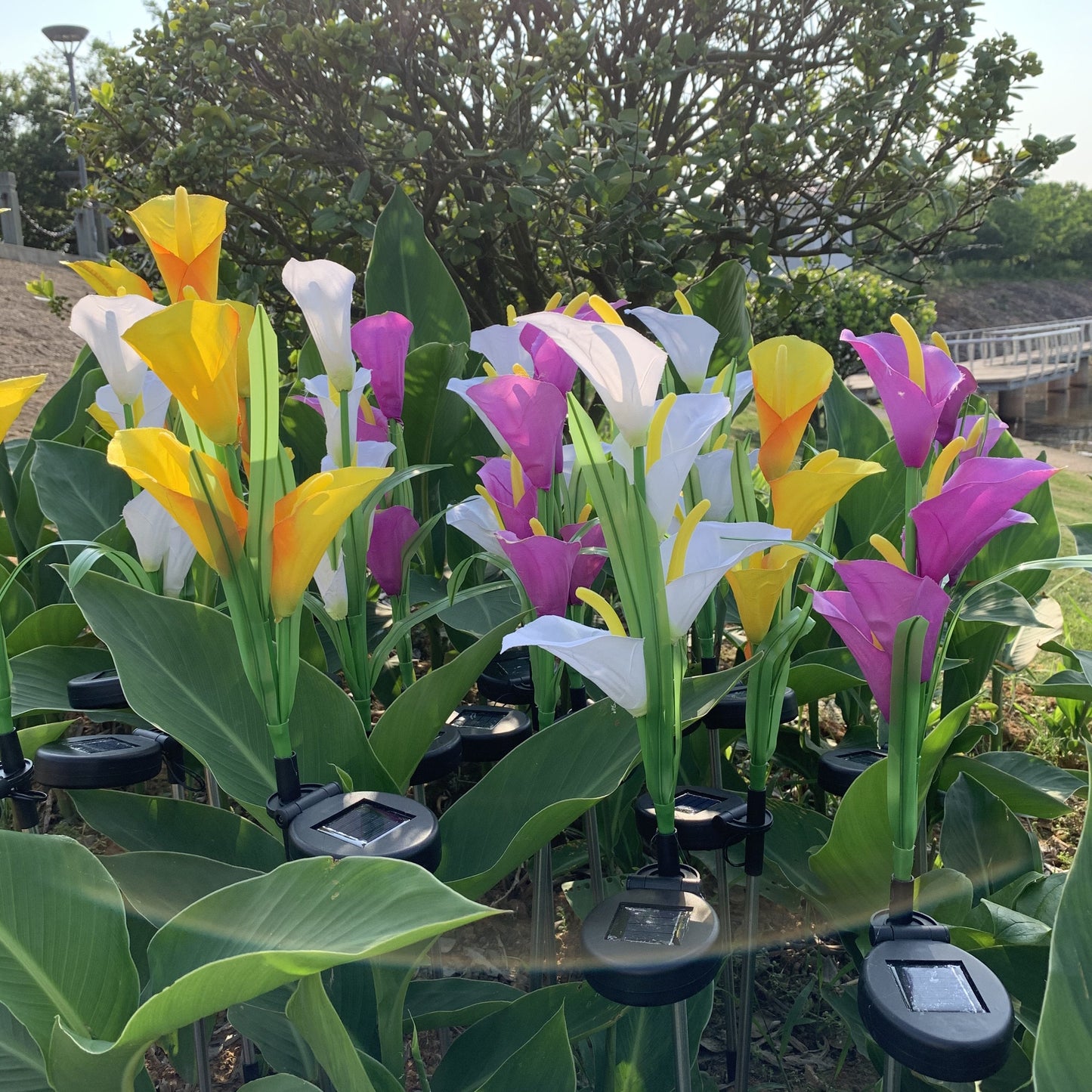 Ihrtrade Artificial Calla Lily Solar Garden Stake Lights (1 Pack of 4 Lilies)