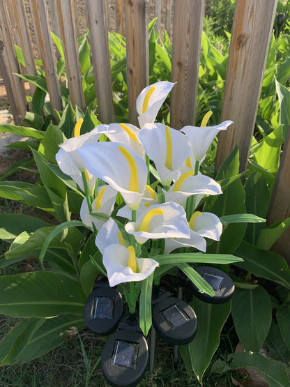 Ihrtrade Artificial Calla Lily Solar Garden Stake Lights (1 Pack of 4 Lilies)