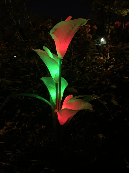 Ihrtrade Artificial Calla Lily Solar Garden Stake Lights (1 Pack of 4 Lilies)