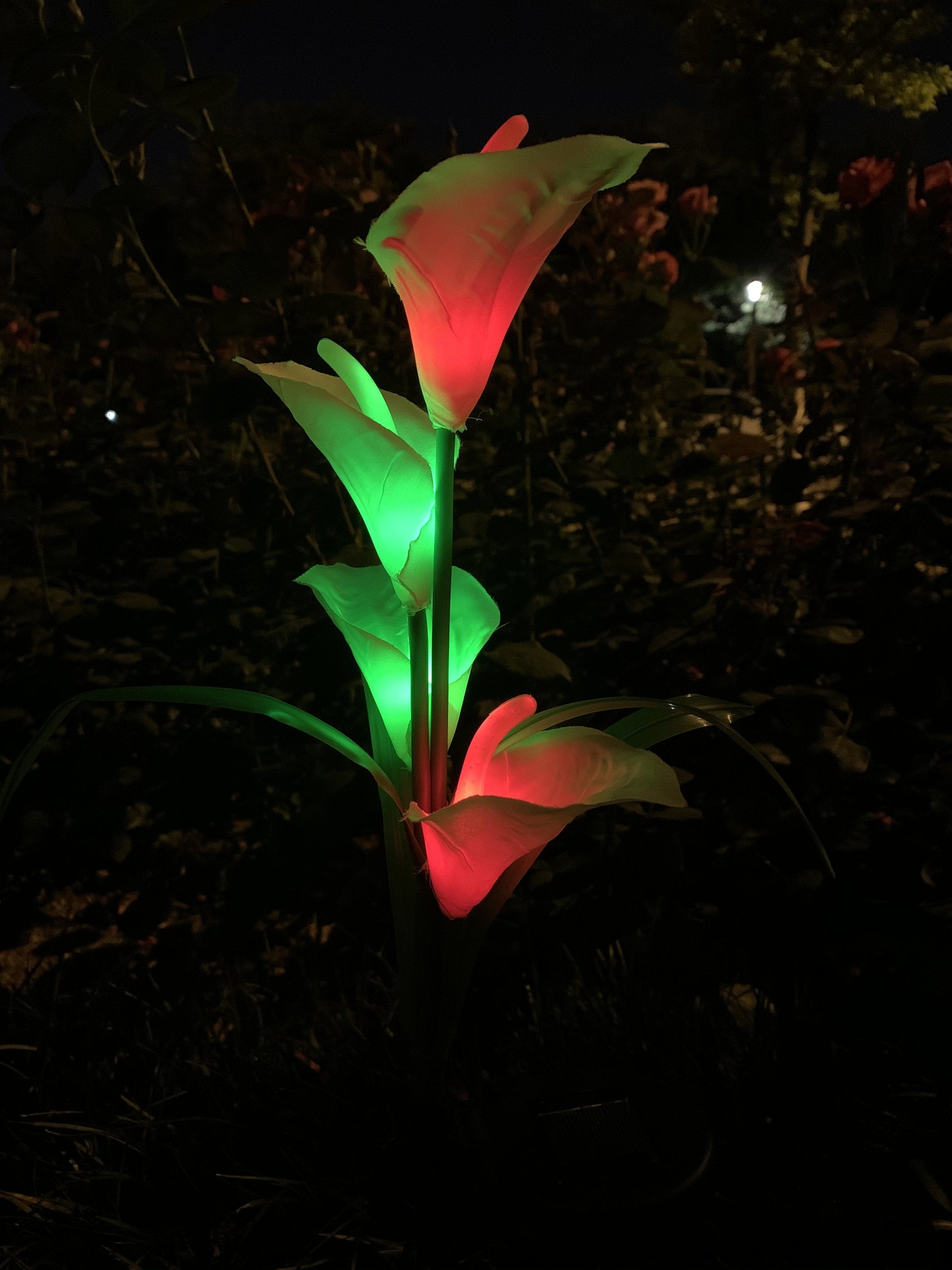 Ihrtrade Artificial Calla Lily Solar Garden Stake Lights (1 Pack of 4 Lilies)