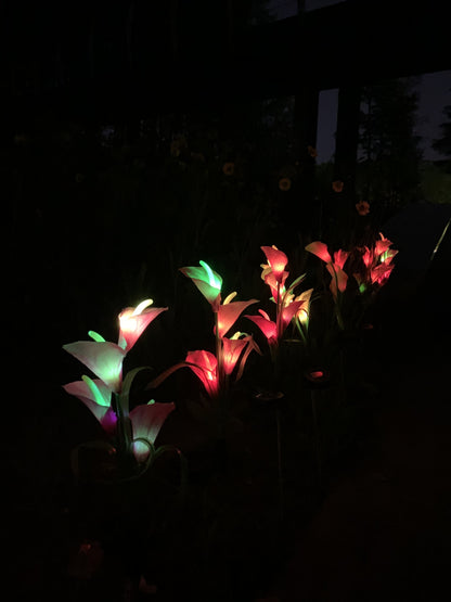 Ihrtrade Artificial Calla Lily Solar Garden Stake Lights (1 Pack of 4 Lilies)