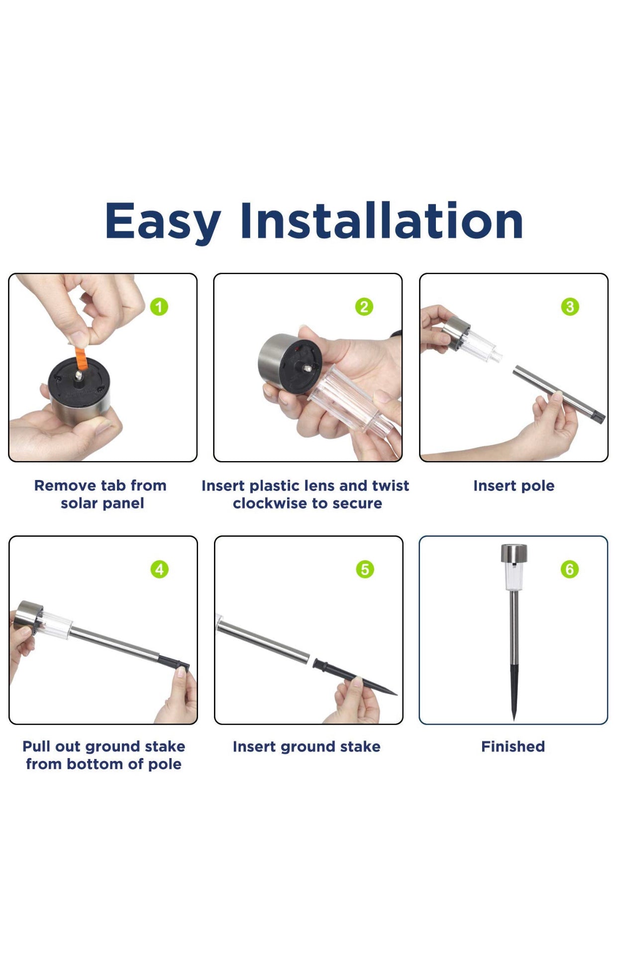 Lighteme 48er-Pack Outdoor Edelstahl LED Solar Power Licht Rasen Garten Landschaft Weg