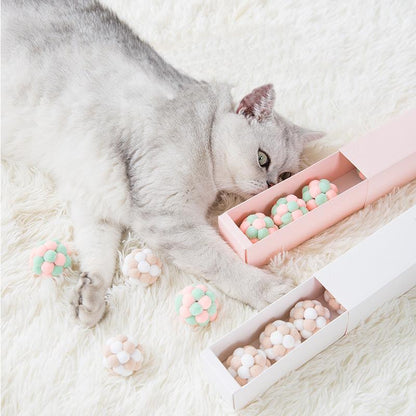 Lighteme Jouet intéressant pour chat, balle en peluche colorée faite à la main (2 couleurs)