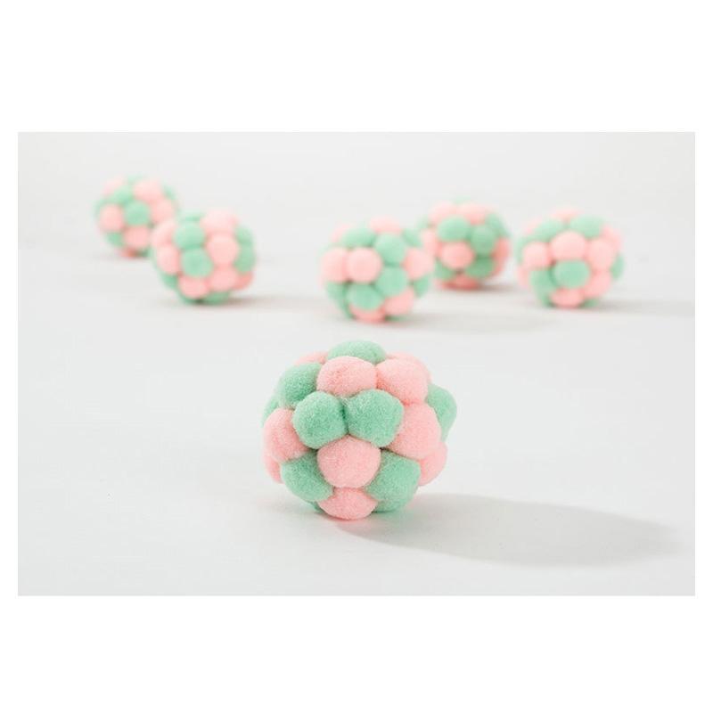 Lighteme Jouet intéressant pour chat, balle en peluche colorée faite à la main (2 couleurs)