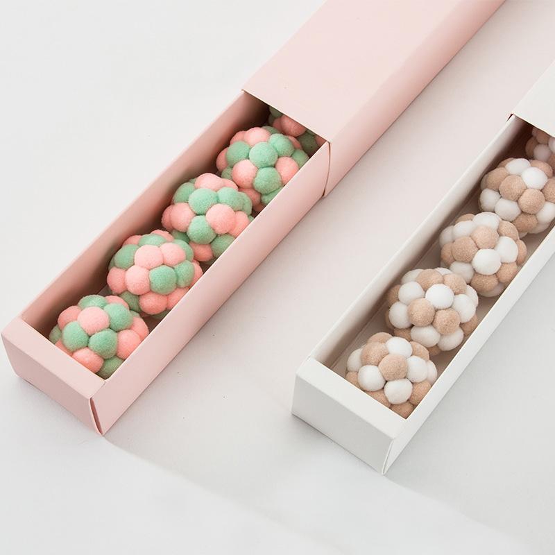 Lighteme Jouet intéressant pour chat, balle en peluche colorée faite à la main (2 couleurs)