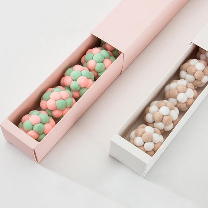 Lighteme Jouet intéressant pour chat, balle en peluche colorée faite à la main (2 couleurs)