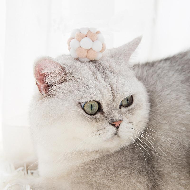 Lighteme Jouet intéressant pour chat, balle en peluche colorée faite à la main (2 couleurs)