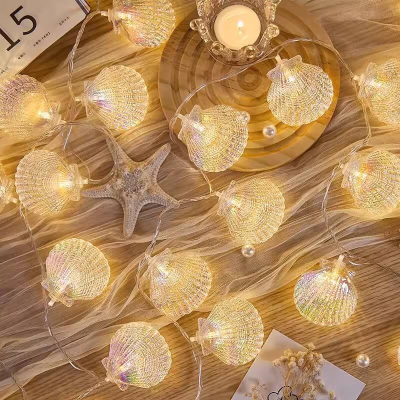 Guirlande lumineuse LED romantique fluorescente en forme de coquillage Lighteme