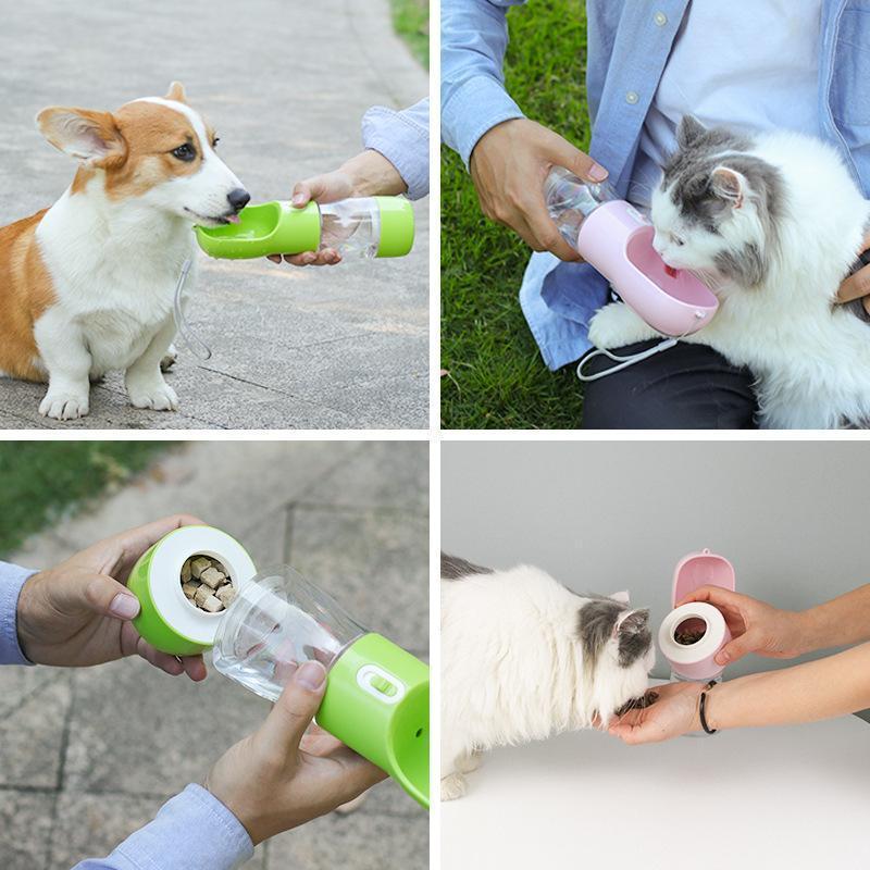 Lighteme Auslaufsichere Hunde-Trinkflasche mit Futterbehälter (4 Farben)