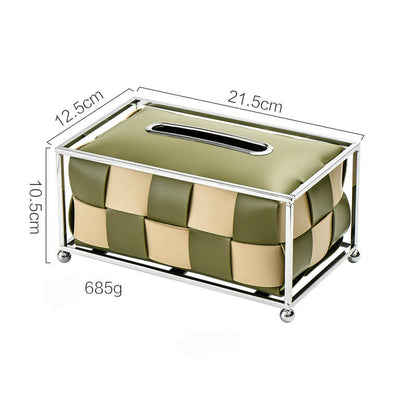 Lighteme Leather Checkerboard Tissue Box