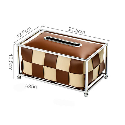 Lighteme Leather Checkerboard Tissue Box