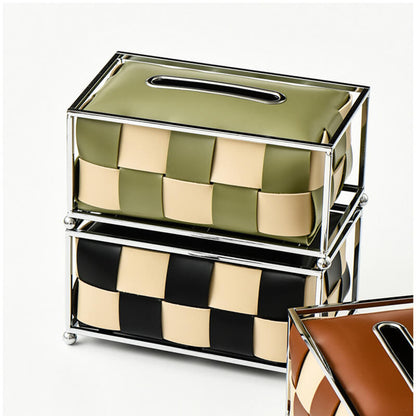 Lighteme Leather Checkerboard Tissue Box