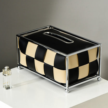 Lighteme Leather Checkerboard Tissue Box