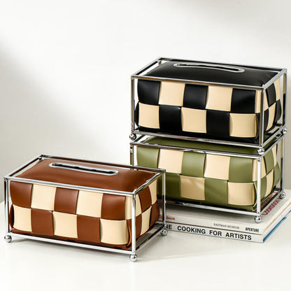 Lighteme Leather Checkerboard Tissue Box