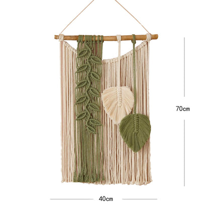 Lighteme Leaves Woven Tassel Wall Hanging