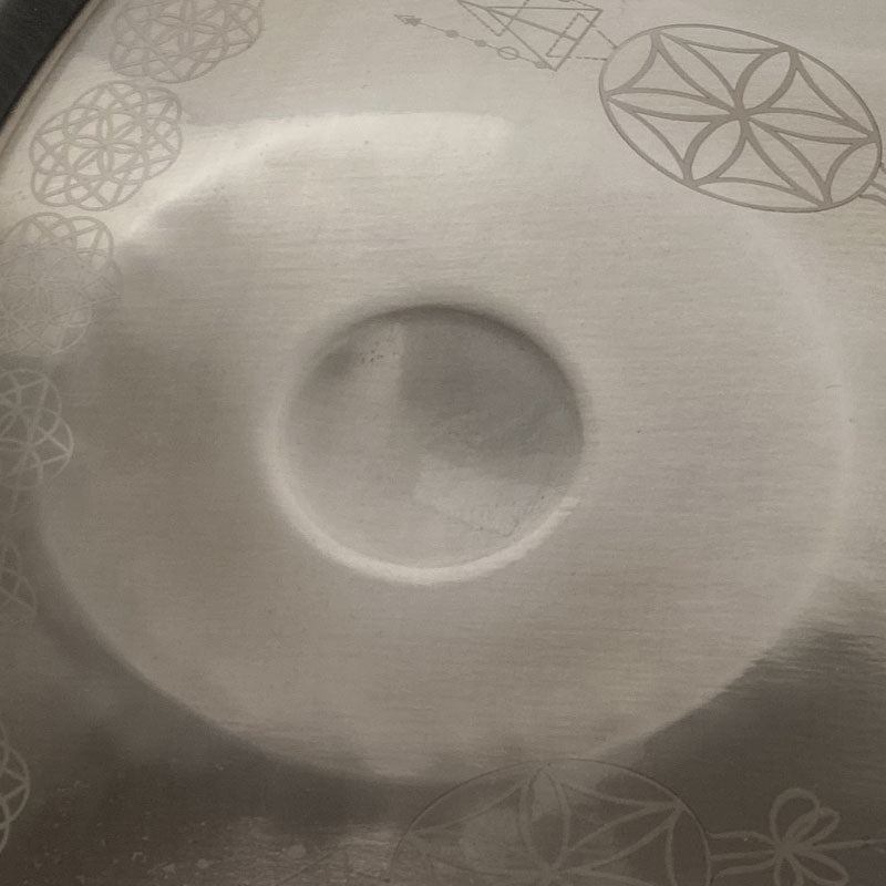 Life of Flower Handmade G Minor 18 Inch 9 Notes Mini Stainless Steel Handpan Drum, Available in 432 Hz and 440 Hz
