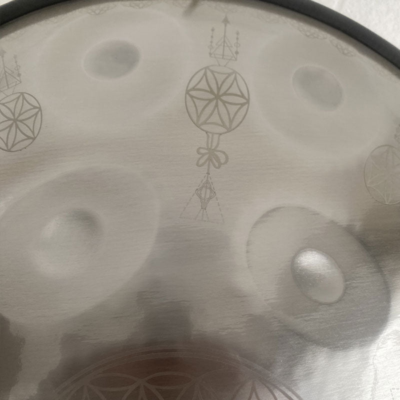 Life of Flower Handmade Kurd Scale / Celtic Scale D Minor 22 Inch 9/10/12 Notes Stainless Steel Handpan Drum, Available in 432 Hz and 440 Hz