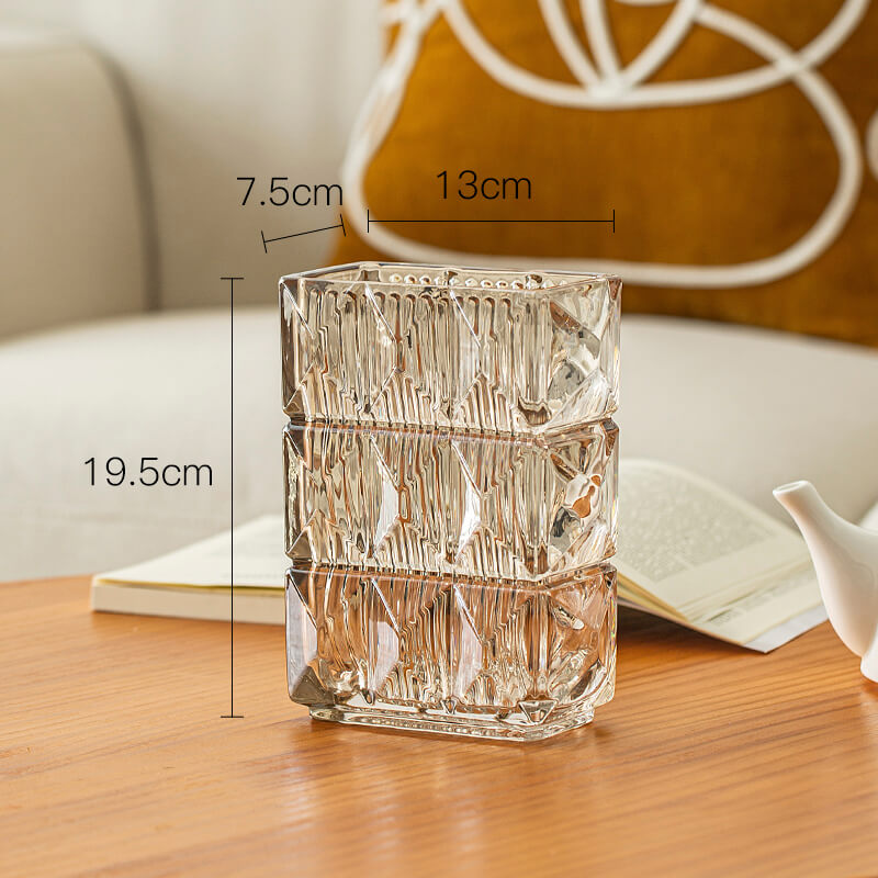 Lighteme Embossed Crystal Glass Vase