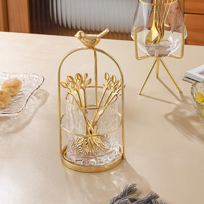 Lighteme Light Luxury Fourchette à dessert Cuillère Pot de rangement