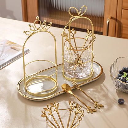 Lighteme Light Luxury Fourchette à dessert Cuillère Pot de rangement