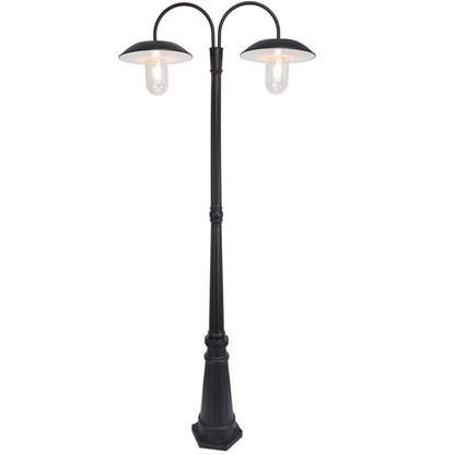 Lampadaire solaire d'extérieur Lighteme à double tête, du crépuscule à l'aube, ampoules incluses, noir (tête et poteau)