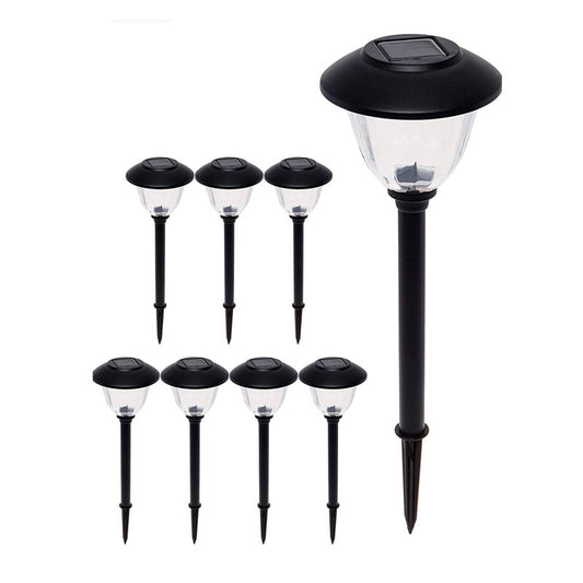 Lot de 8 lampes solaires LED Lighteme pour allées d'extérieur, en acier inoxydable, 15 lumens (noir).