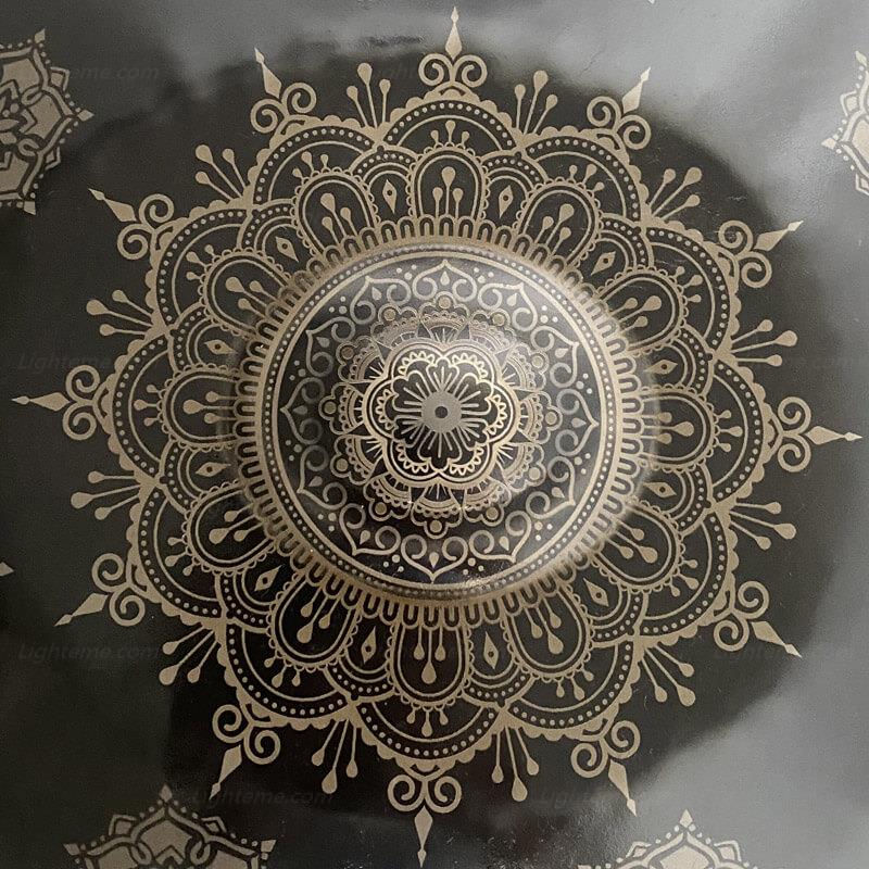 Handmade Customized HandPan Drum D Minor Amara/Celtic Scale 22 Inch 9 Notes Featured, Available in 432 Hz and 440 Hz, High-end Nitride Steel Percussion Instrument - Laser engraved Mandala pattern. Never fade.