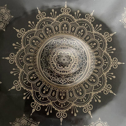 Lighteme Handpan Drum Handmade Kurd / Celtic Scale D Minor 22 Inch 10 Notes, Available in 432 Hz and 440 Hz, Featured High-end Nitride Steel Percussion Instrument - Laser engraved Mandala pattern. Never fade.