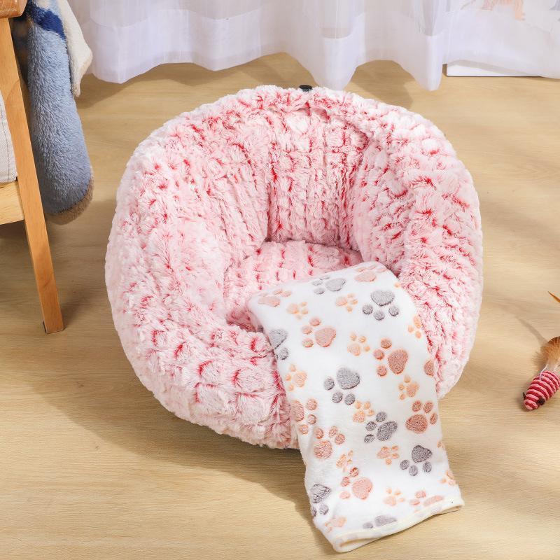 Nouvelle niche réglable Lighteme pour chat/chien avec tapis en velours (4 couleurs et 4 tailles)