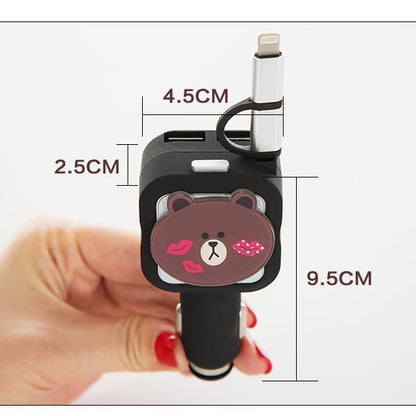 Lighteme Two-In-One Retractable Car Charger (4 colors)