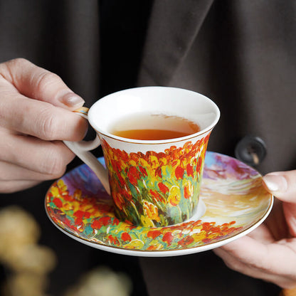 Lighteme Oil Painting Tulip Ceramic Teapot Set