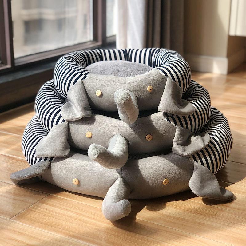 Lighteme Pad Abnehmbares Elefanten-Haustierbett mit Streifenmuster (2 Farben &amp; 3 Größen)