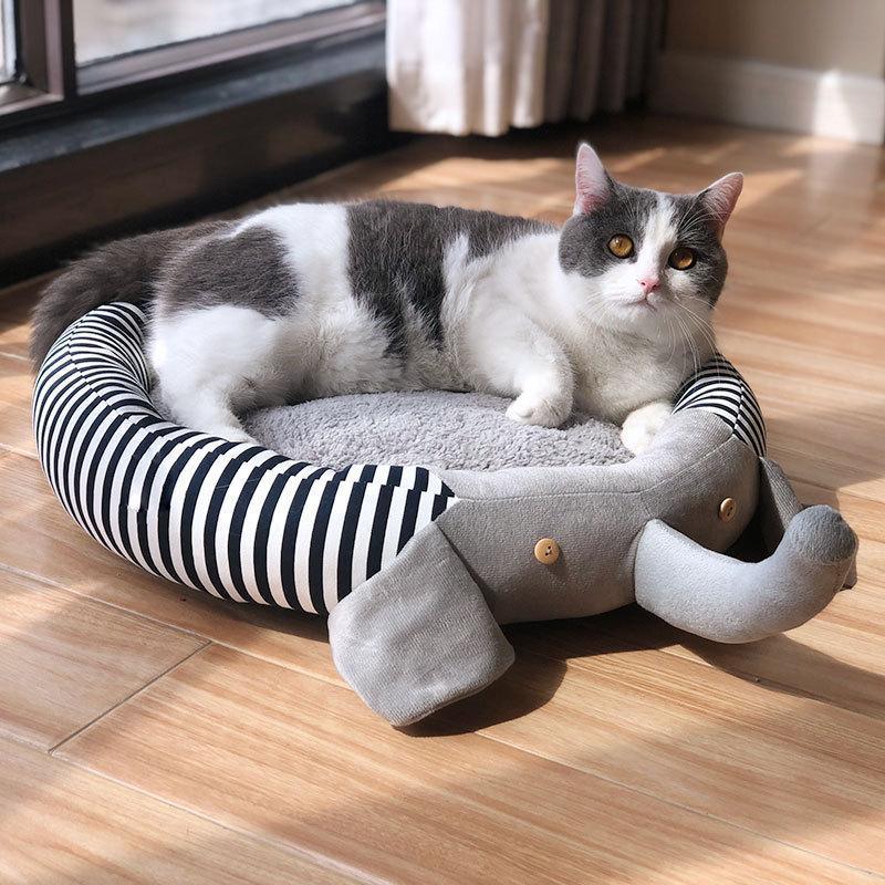 Lighteme Pad Abnehmbares Elefanten-Haustierbett mit Streifenmuster (2 Farben &amp; 3 Größen)