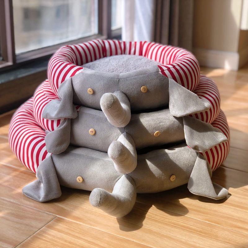 Lighteme Pad Abnehmbares Elefanten-Haustierbett mit Streifenmuster (2 Farben &amp; 3 Größen)