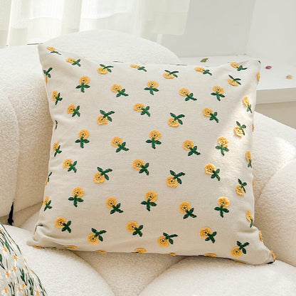 Housse de coussin brodée à motif floral pastoral Lighteme