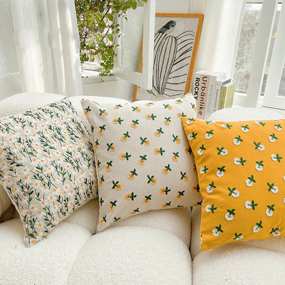 Housse de coussin brodée à motif floral pastoral Lighteme