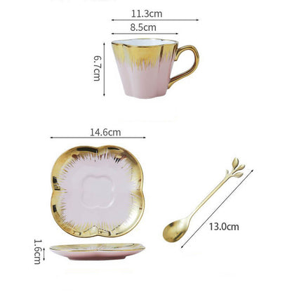 Tasse et soucoupe en céramique Lighteme Petal Gold Edge