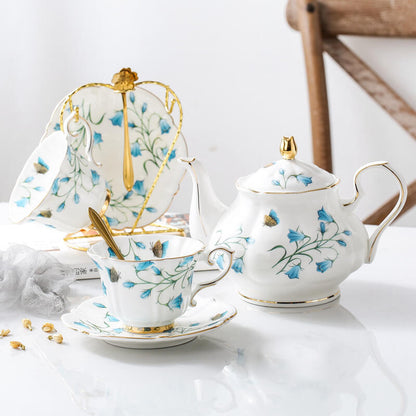 Lighteme Teekannen-Set aus Knochenporzellan mit Phalaenopsis-Print